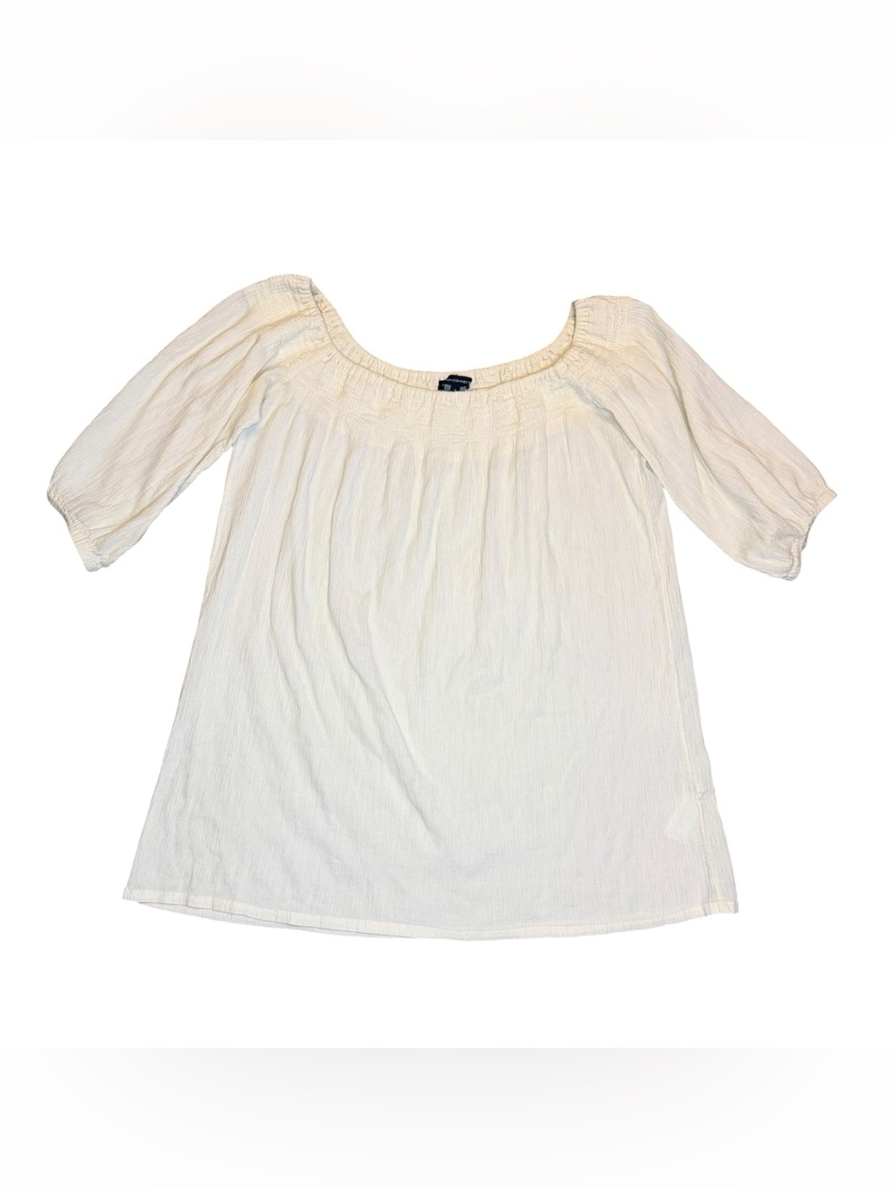 French Connection Ivory White Gauze Peasant Top Boho Off Shoulder Cottagecore S - Picture 2 of 7